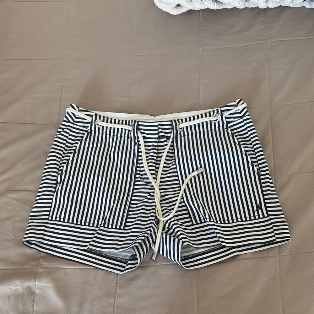 Nautica Black and White Striped Shorts